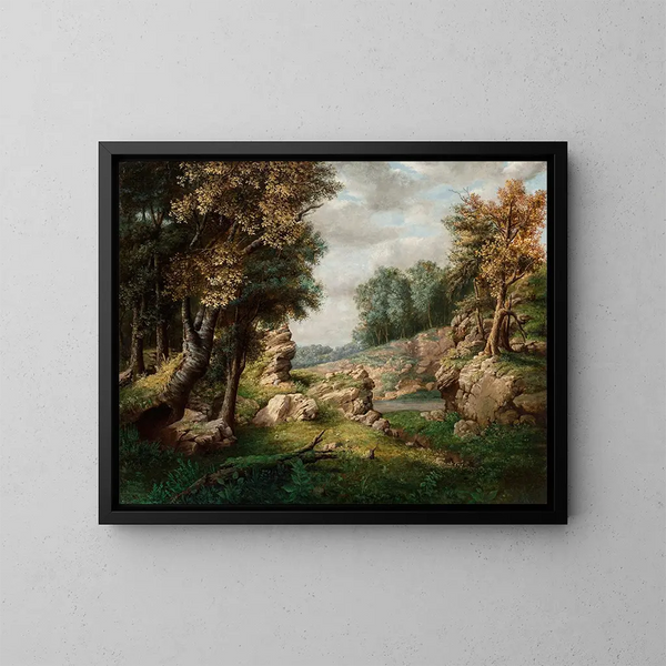 Le rocher de Dell près du village - George Inness — indrammet kunstværk på væggen