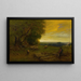 Berger og flok ved solnedgang - George Inness — indrammet kunstværk på væggen