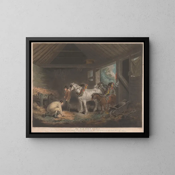 L'Étable des fermiers - George Morland — indrammet kunstværk på væggen