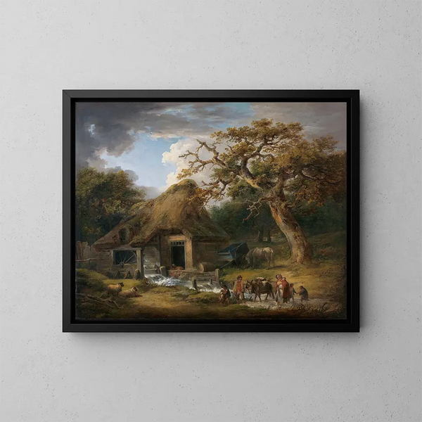 Le vieux moulin à eau - George Morland — indrammet kunstværk på væggen