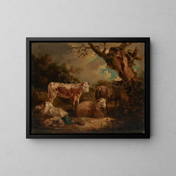 Le repos des bergers - George Morland — indrammet kunstværk på væggen