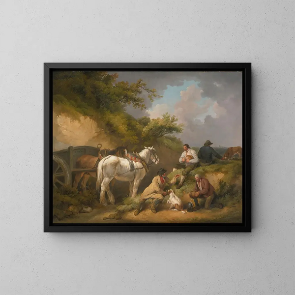 De arbejdende hviler - George Morland — indrammet kunstværk på væggen
