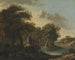 Et udsigt nær Arundel, Sussex, med ruinene ved vandkanten - George Smith — visning af kunstværket