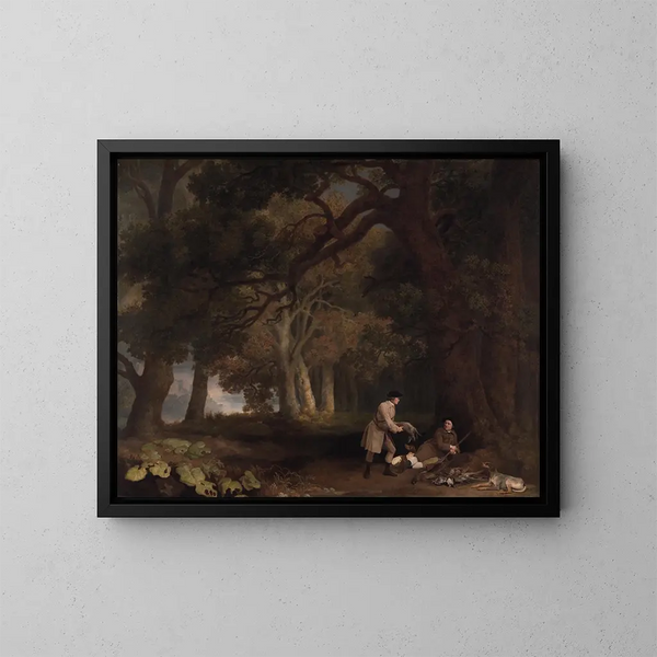 Et hvil efter jagten - George Stubbs — indrammet kunstværk på væggen