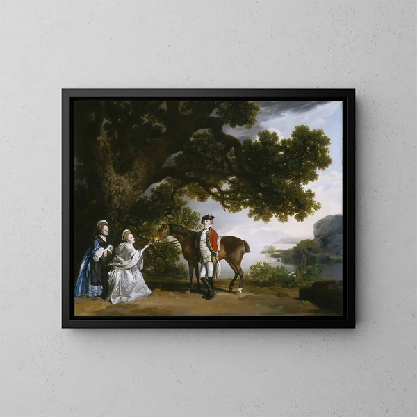 Kaptein Samuel Sharpe Pocklington med sin kone Pleasance og måske sin søster Frances - George Stubbs — indrammet kunstværk på væggen