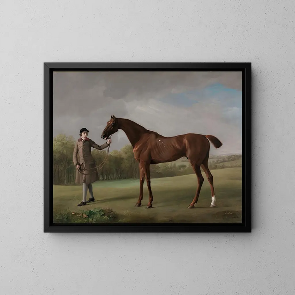 Lustre holdt af en tjener - George Stubbs — indrammet kunstværk på væggen
