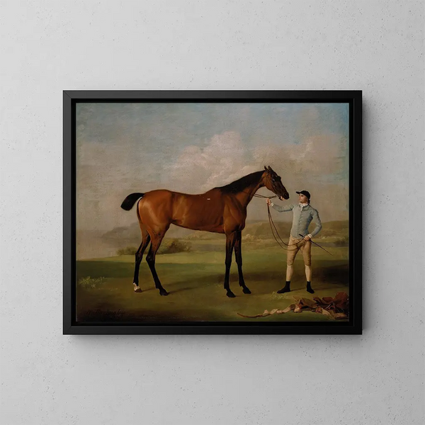 Molly Longlegs med sin jockey - George Stubbs — indrammet kunstværk på væggen