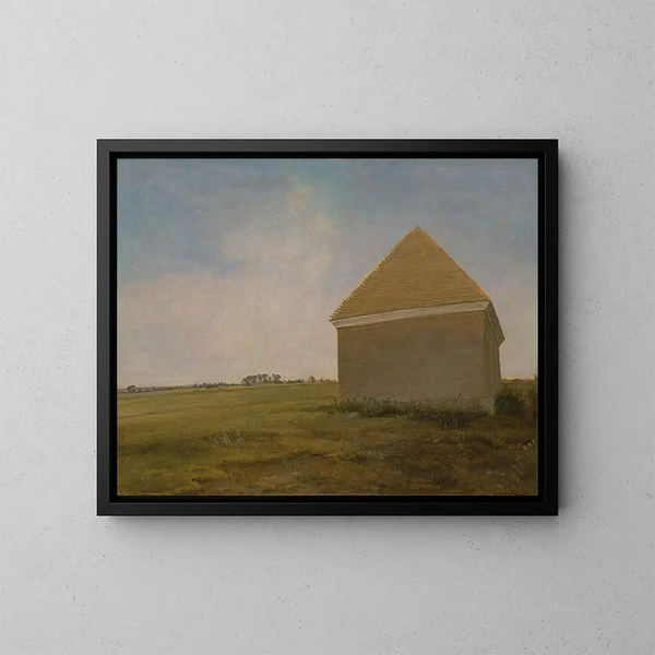 Newmarket Heath med et rengøringshus - George Stubbs — indrammet kunstværk på væggen