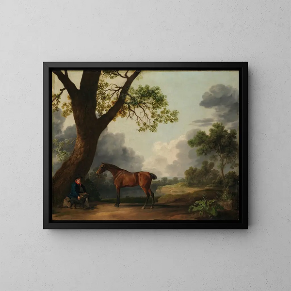 den tredje hertug af Dorset, jæger med en hestepasser og en hund - George Stubbs — indrammet kunstværk på væggen