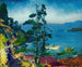 Blåt maleri af aften, der tager sig af hummerkasserne tidligt om morgenen - George Wesley Bellows — visning af kunstværket