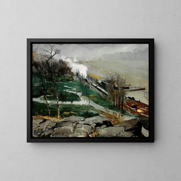 Regn over floden - George Wesley Bellows — indrammet kunstværk på væggen