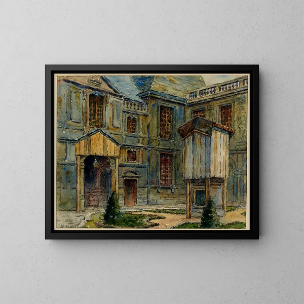 det indre gårdtag i Musée Carnavalet, rue de Sévigné - Georges-Henri Manesse — indrammet kunstværk på væggen
