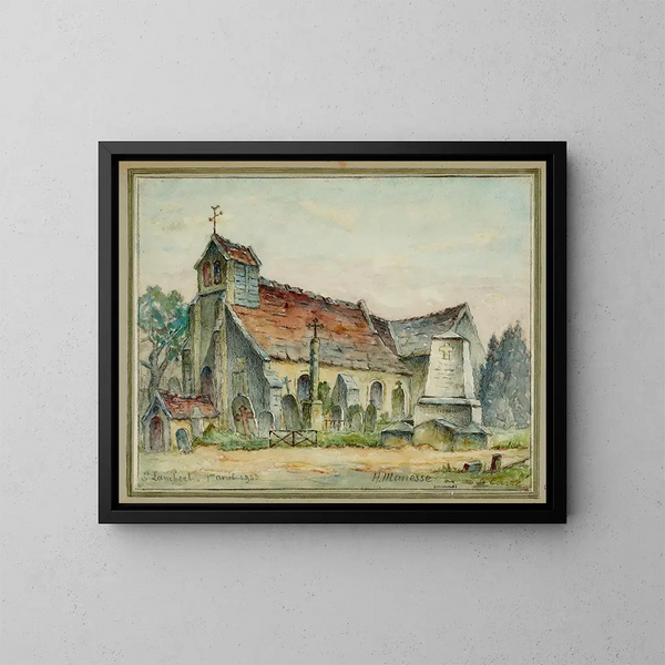 Vue de l'église et du cimetière de Saint-Laurent où furent enfouis les restes des religieuses et solitaires de Port-Royal - Georges-Henri Manesse — indrammet kunstværk på væggen