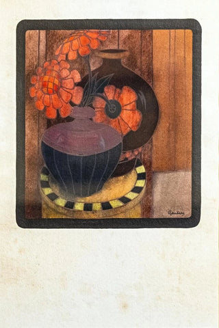 Georges Gaudion - Red zinnias vase.webp