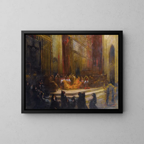 Elegant i en spansk kirke - Georges Jules Victor Clairin — indrammet kunstværk på væggen