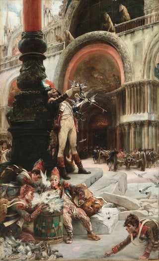 Georges Jules Victor Clairin - Tambourmajor de larme franaise donnant manger aux pigeons de la place SaintMarc Venise.webp