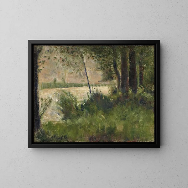Bord de rivière herbeux - Georges Seurat — indrammet kunstværk på væggen