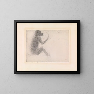 Enkelt siddende - Georges Seurat — indrammet kunstværk på væggen