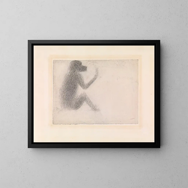 Enkelt siddende - Georges Seurat — indrammet kunstværk på væggen