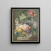 Bouquet de fleurs dans un vase avec un nid d'oiseau - Georgius Jacobus Johannes van Os — indrammet kunstværk på væggen