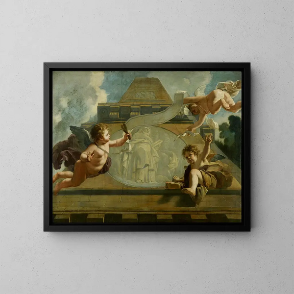 Saint Antoine l'Ermite, allegorisk fremstilling af pleje af spedalske og de uskyldige - Gerard de Lairesse — indrammet kunstværk på væggen