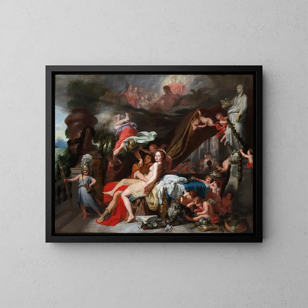 Hermès-maleri, der befaler Calypso at frigive Ulysses - Gerard de Lairesse — indrammet kunstværk på væggen