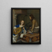 En kvinde spiller teorbe og en kavaler – Gerard ter Borch — indrammet kunsttryk på væggen