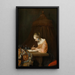 Kvinde, der skriver et brev - Gerard ter Borch — indrammet kunstværk på væggen