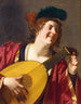 En kvinde, der spiller på en lut - Gerard van Honthorst — visning af kunstværket