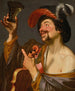 En glad violinist, der holder en roemer - Gerard van Honthorst — visning af kunstværket