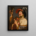 En glad violinist, der holder en roemer - Gerard van Honthorst — indrammet kunstværk på væggen