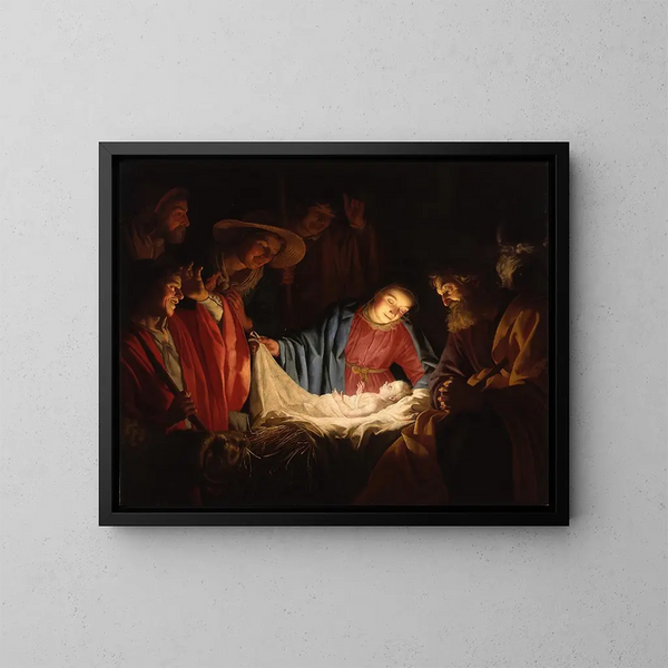 Adoration des bergers - Gerard van Honthorst — indrammet kunstværk på væggen
