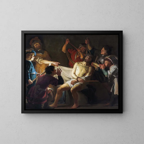 Kristus med tornekrone - Gerard van Honthorst — indrammet kunstværk på væggen
