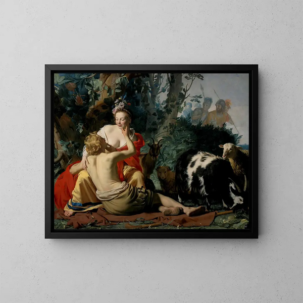 Granida og Daifilo - Gerard van Honthorst — indrammet kunstværk på væggen