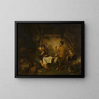 L'histoire du paysan et du satyre des fables d'Ésope - Gerbrand van den Eeckhout — indrammet kunstværk på væggen