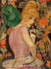 Portrait af Lili Elbe med en grøn fjerfans - Gerda Wegener — visning af kunstværket