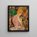 Portrait af Lili Elbe med en grøn fjerfans - Gerda Wegener — indrammet kunstværk på væggen