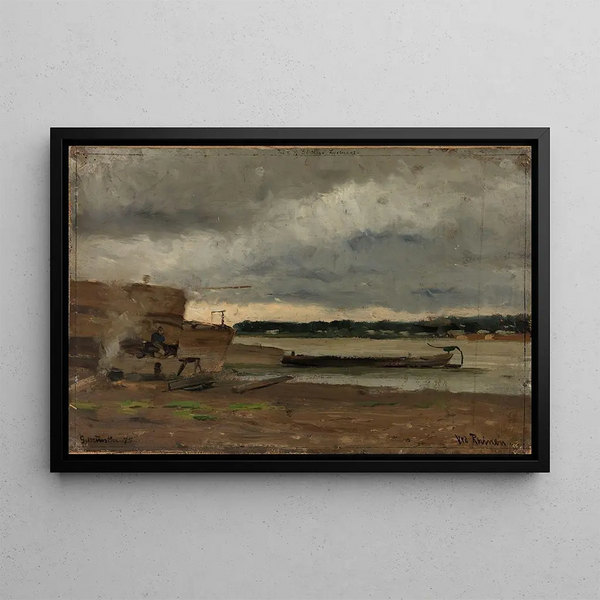 Vue du Rhin près de Düsseldorf - Gerhard Munthe — indrammet kunstværk på væggen