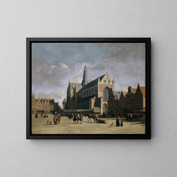 Le marché à Haarlem - Gerrit Adriaensz Berckheyde — indrammet kunstværk på væggen