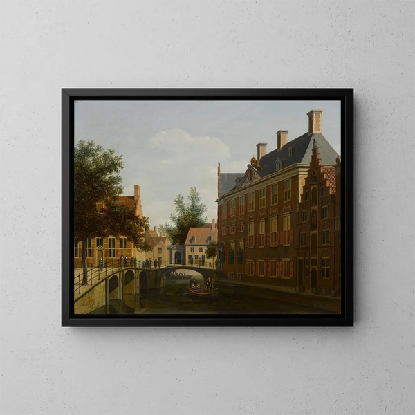 L'Hôtel des Gentlemen de l'Oude Zijds à Amsterdam - Gerrit Adriaensz Berckheyde — indrammet kunstværk på væggen