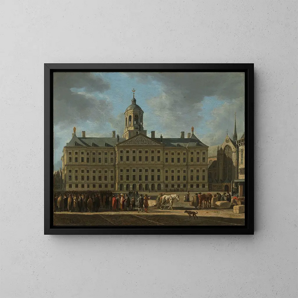 L'Hôtel de Ville de la place du Dam à Amsterdam - Gerrit Adriaensz Berckheyde — indrammet kunstværk på væggen