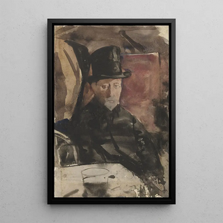 Gerrit Willem Dijsselhof - Zittende man met hoge hoed in een caf.webp