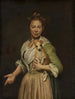 En kvinde med en hund - Giacomo Ceruti — visning af kunstværket
