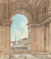 La place Saint-Pierre set gennem en bue i basilikaen - Giacomo Quarenghi — visning af kunstværket