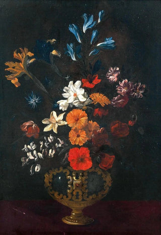 Giacomo Recco - Flowers in an ornamental vase on a table.webp