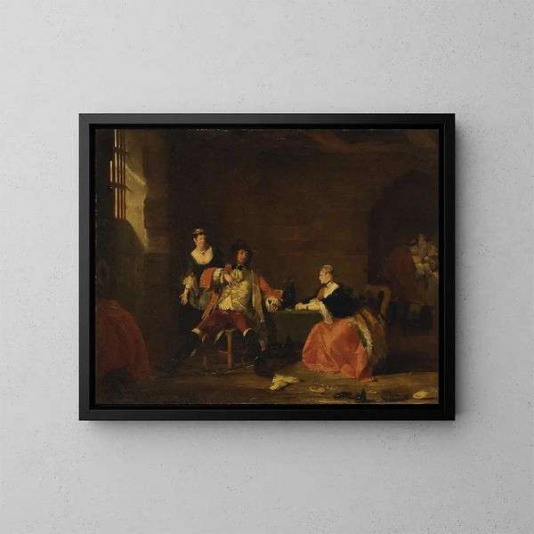 Le Capitaine Macheath ireksporteret af Polly og Lucy i L'Opéra des gueux - Gilbert Stuart Newton — indrammet kunstværk på væggen
