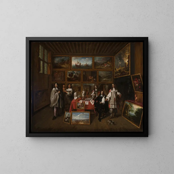 En galleri af malerier - Gillis van Tilborgh — indrammet kunstværk på væggen