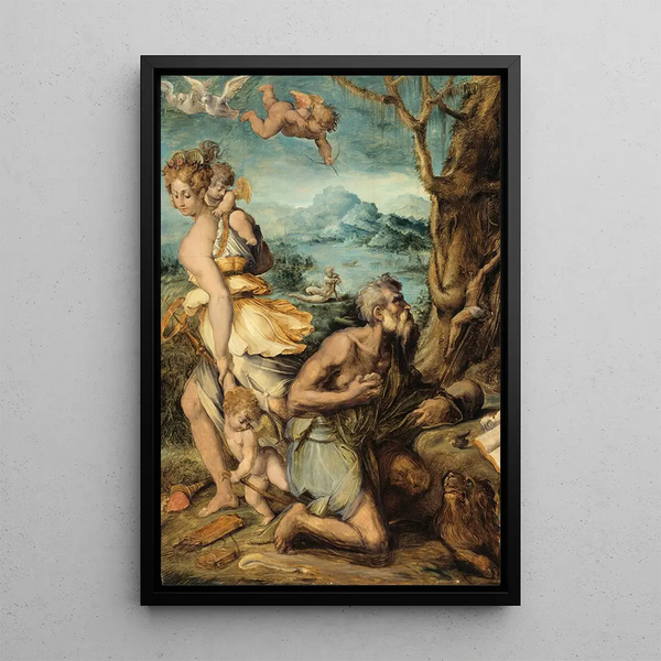 La Tentation de Saint Jérôme - Giorgio Vasari — indrammet kunstværk på væggen