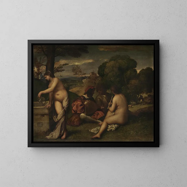 Koncert pastoral - Giorgione — indrammet kunstværk på væggen
