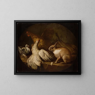 Giovanni Agostino Cassana - Hens a Pigeon and a Rabbit.webp
